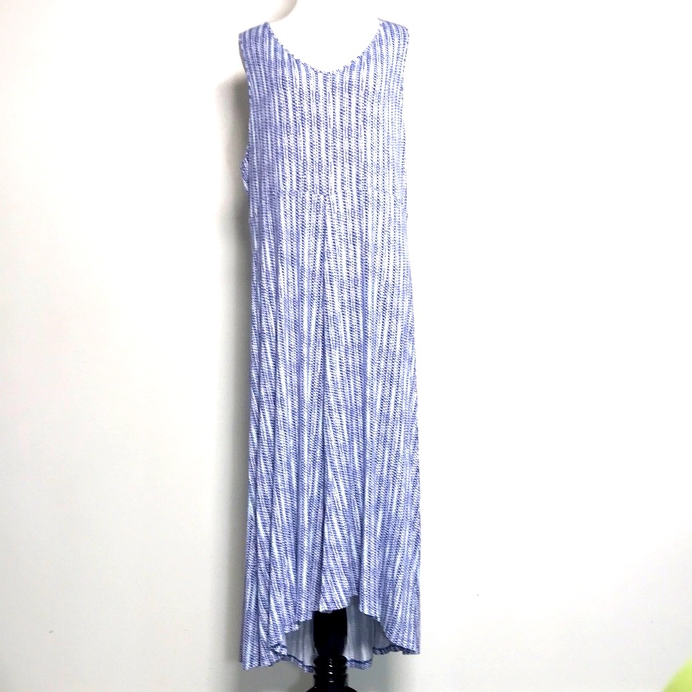 Croft & Barrow Women’s Blue Stretch Print Sheath High Low Dress Size XXL